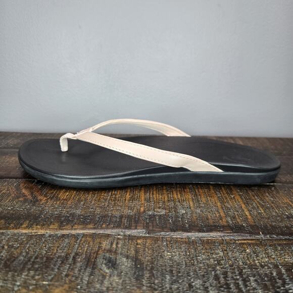 NEW Olukai Ho'Opio Womens Size 11 Sandal Flip Flop Thong Flats Floral Pink Black - Picture 7 of 11